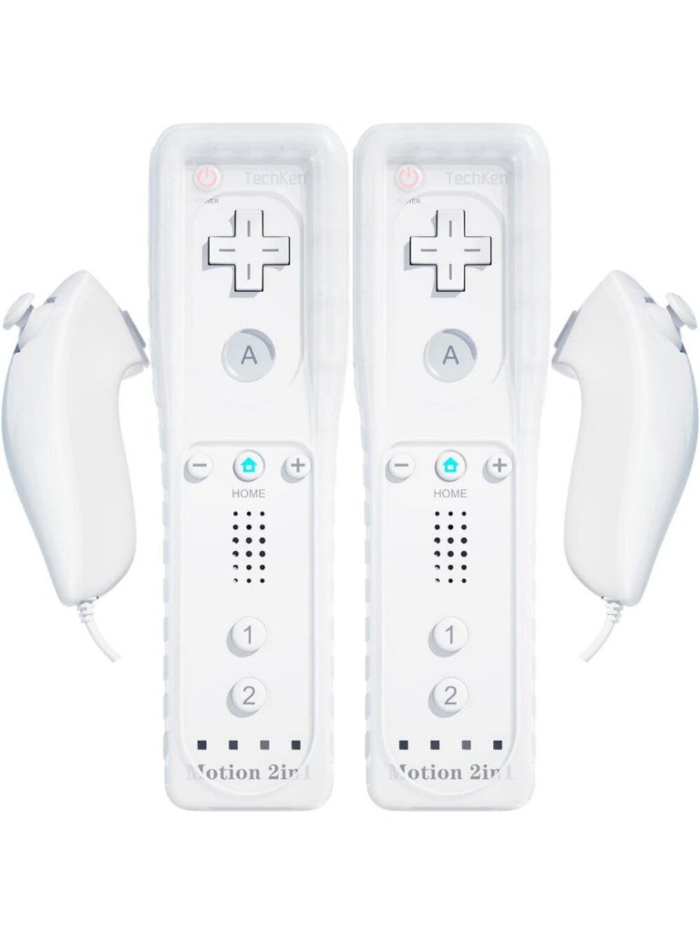 2 Pack Wii Remotes with Motion Plus & Nunchuk Controllers - Compatible with
